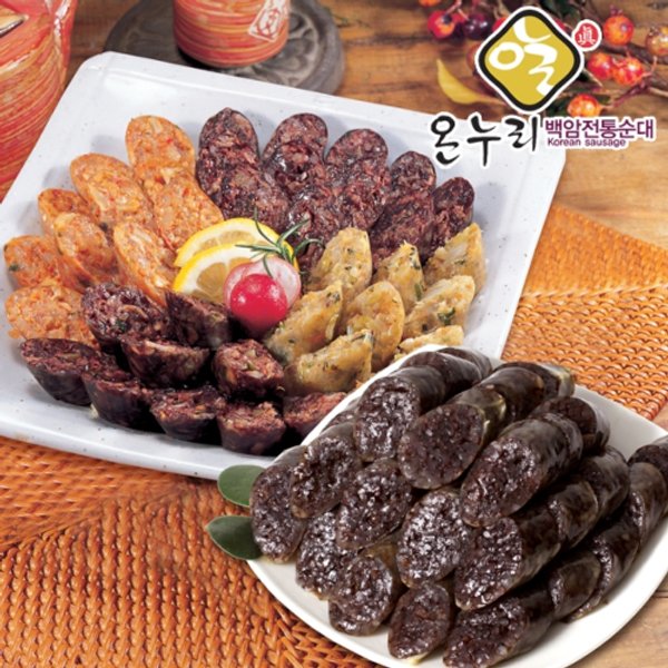 온누리식품 백암전통순대 모듬4색 순대 620g 2 찰순대1kg 총 2 24kg