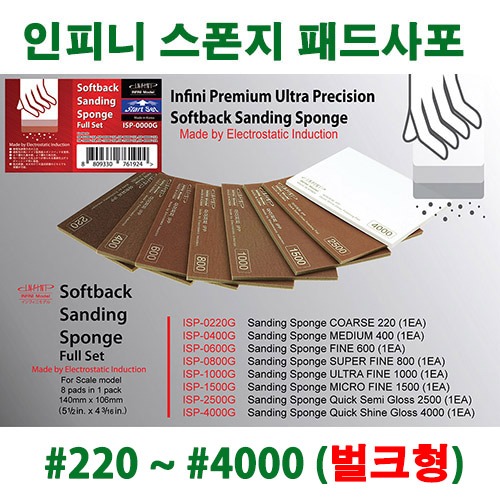 인피니모델 프리미엄 초정밀 스폰지패드사포 벌크형 방수선택 벌크형 ISP-2500 2500