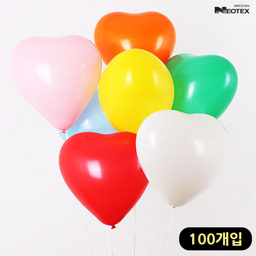 네오텍스 하트풍선 스탠다드 색상혼합 100개입