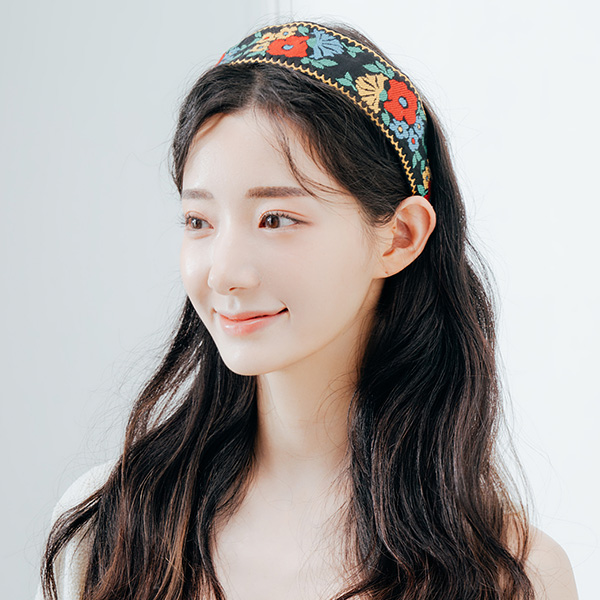 수앤수 와이드 자수 헤어밴드 머리띠 21H234