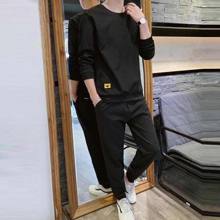남성 트레이닝복 셋트 면추리닝 캐주얼 동네 데이트룩 블랙블랙