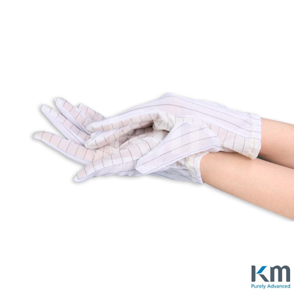KM 크린룸 미끄럼 정전기 방지 제전장갑 PU 투명 코팅