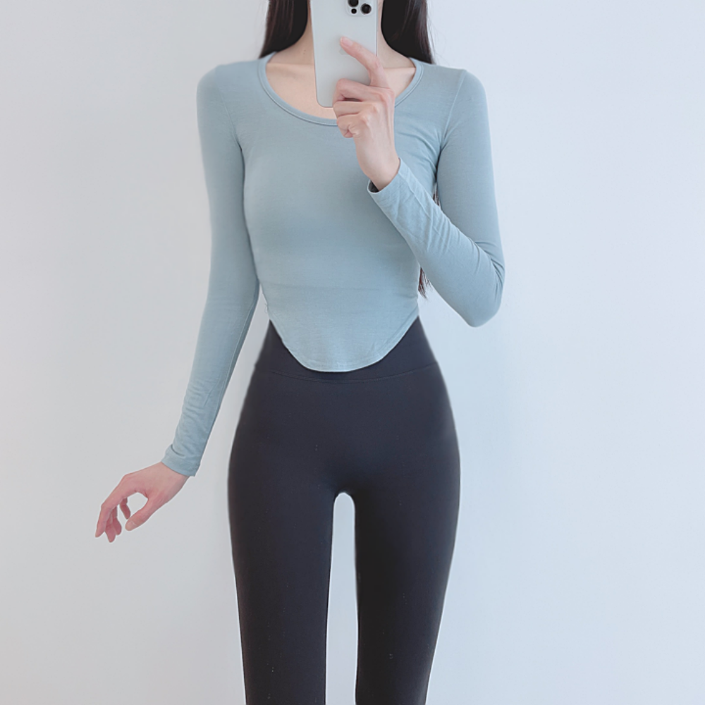 로라벨 로라벨 솔루 필라테스복 여성 요가복 필라테스 상의 옷 커버업 티셔츠 탑 요가 긴팔 크롭