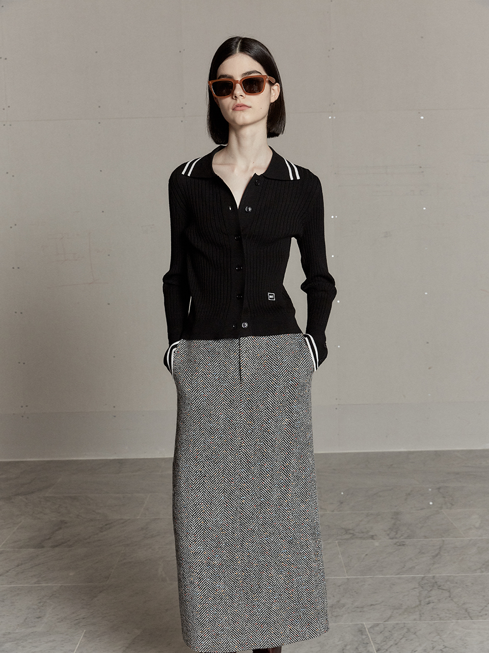 뮤제 MUSEE SOPHIA Tweed Wool Long Skirt