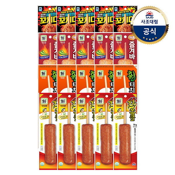 사조대림 대림냉장 매콤함에 꼬치다 90g x5개 매콤즐겨바70g x5개 휠터치-S70g x5개 숯불구이맛후랑크70g x5개