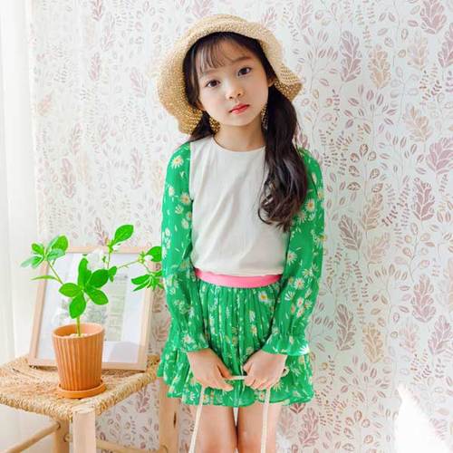 아이러브제이 아이러브제이 그린 플라워 주름 쉬폰 스커트 JUSSK11