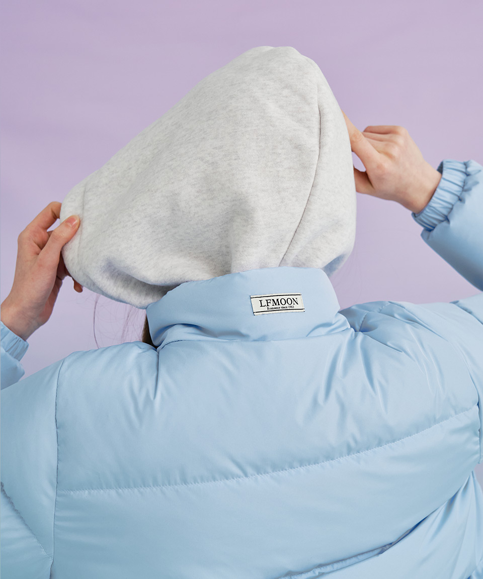 레터프롬문 Two Tone Line Duck Down Padding Skyblue