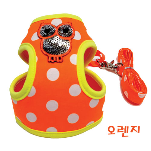펫마스터 부엉이 하네스 SET 형광 L