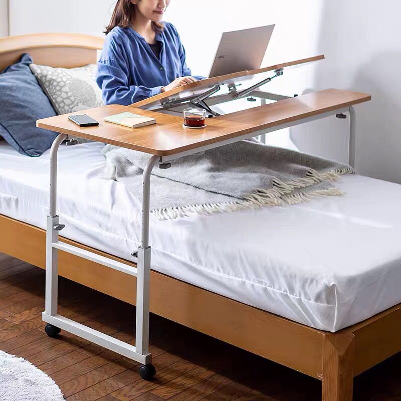 침대노트북책상 바퀴달린 베드 테이블 이동식 넓은 트레이 긴책상 사이드 티크 왼쪽 120X60