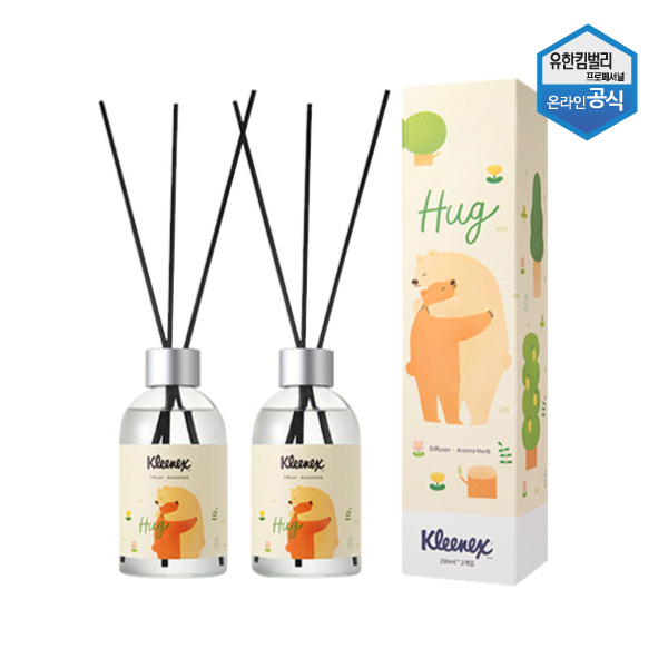 유한킴벌리 크리넥스 알레르기26종무첨가 은은한 허그디퓨저 아로마허브향 200ml x 2