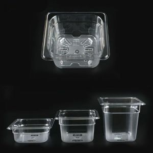 높이 6분의1 물받침 투명 PC 밧드 바트 뚜껑별도