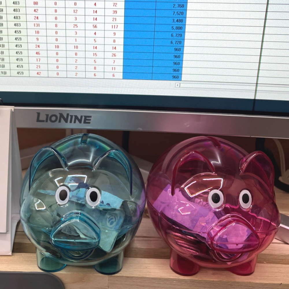 P1 투명 컬러 돼지저금통