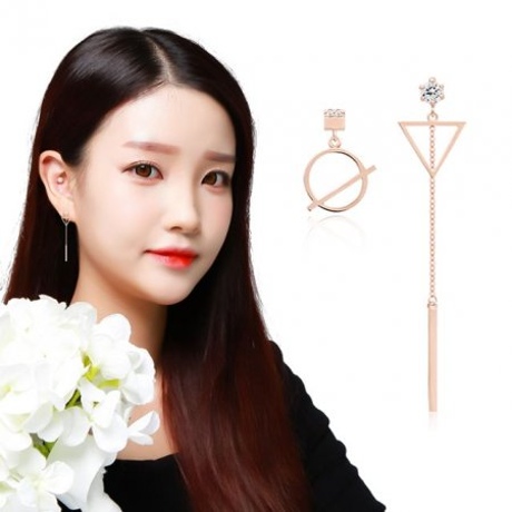 로즈골드 멀린 언발란스 드롭 귀걸이