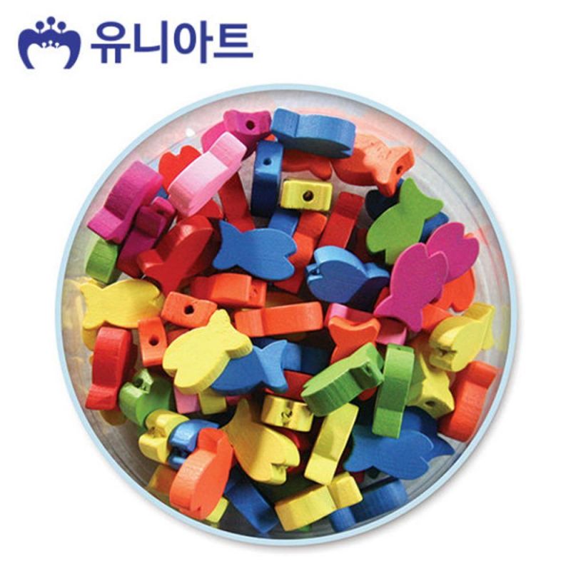 유니아트 5000통 모양비즈 34번 나무비즈 물고기