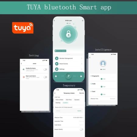 Tuya 앱 지문 잠금 블루투스 스마트 유리 도어 생체 인식 전자 제어 RFID 원격 해제 13 56Mhz