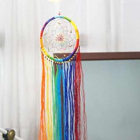 인도네시아 수작업상품 레인보우 드림캐쳐 마크라메
