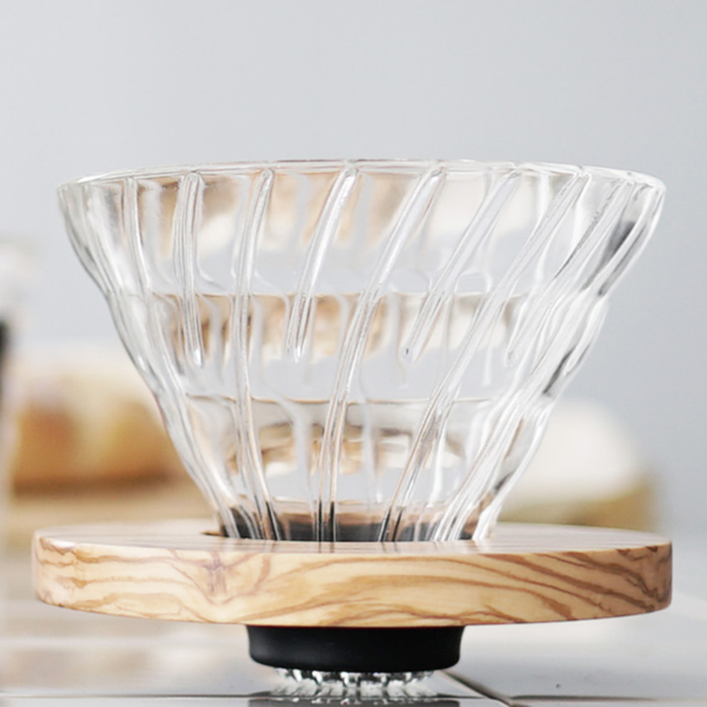 하리오 하리오 하리오 V60 올리브우드 글라스 드리퍼 VDG-02-OV