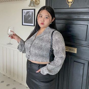 이블렛 by 제이스타일 이블렛 가켄스 레오파드 크롭 셔츠 제이스타일