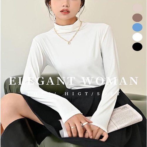 여자 겨울 데일리 하프넥 반목 폴라 티셔츠 레이어드