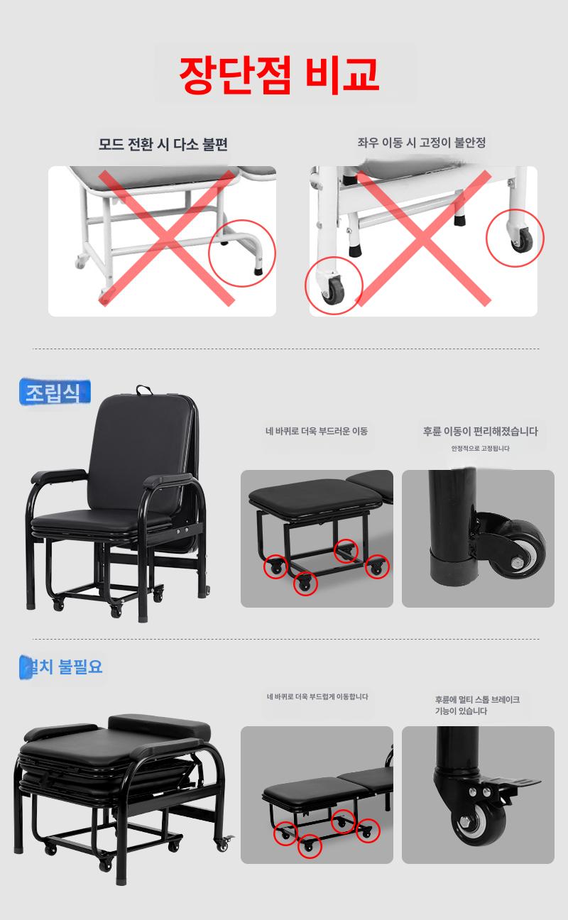 병원 보호자 침대 의자 간병인 접이식 사이드 간이