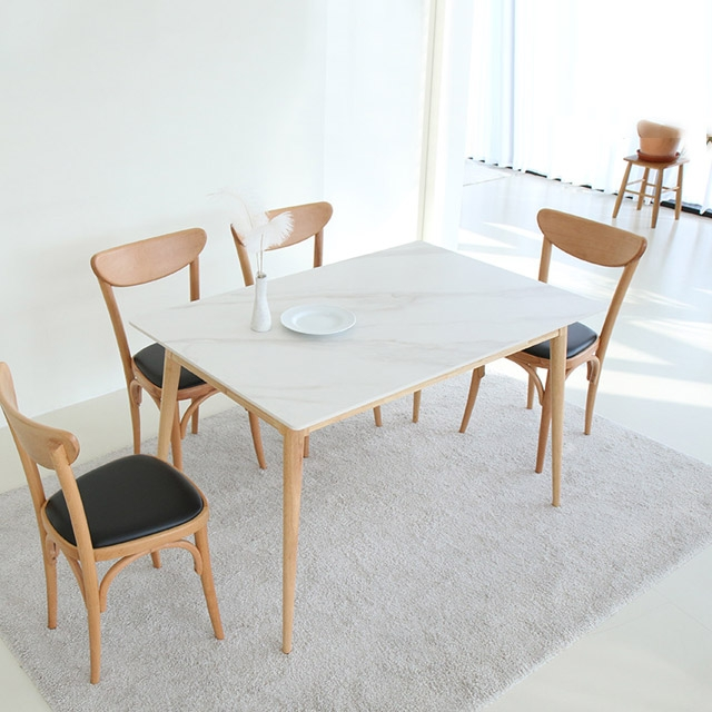 가구산책 신터드스톤 세라믹 원목 4인 식탁 H4248