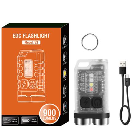 포켓 랜턴 미니 BORUiT V3 키링 UV LED EDC 손전등 C 타입 충전식 작업 조명 방수 캠핑