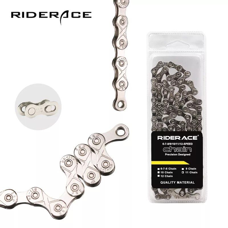 RIDERACE 자전거 체인 116L 8 9 11 12 속도 초경량 산악 도로 자전거 체인 24 27 30 가변 속도 체인