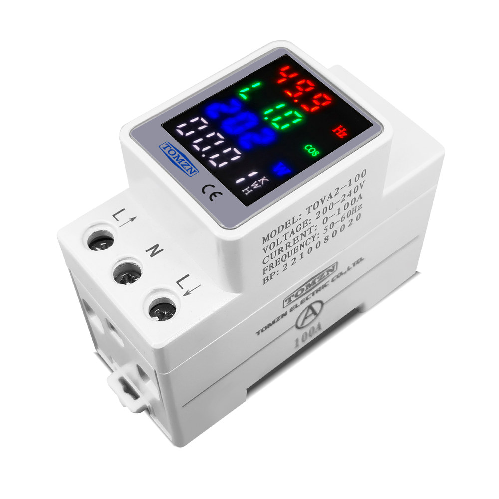 TOMZN 4IN1 딘 레일 AC 110V 220V 100A 전압 전류 KWH 전기 에너지 모니터 미터 VOLT AMP 전압계 전류계
