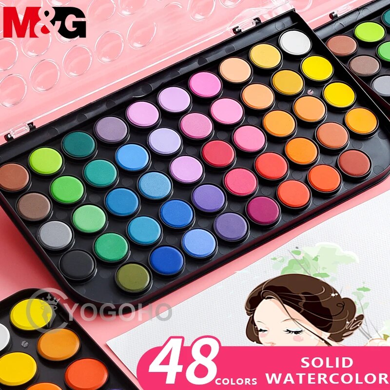 M G-휴대용 페인팅 철플라 상자 단색 수채화 안료 수채화 물감 아트 도구 세트 12283648