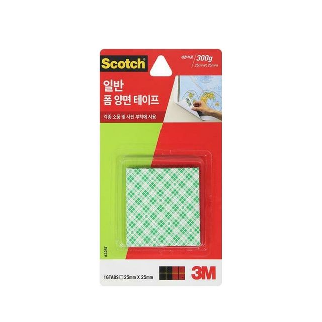 3M 스카치 225T 폼 양면테이프 2 5cmx2 5 16매입