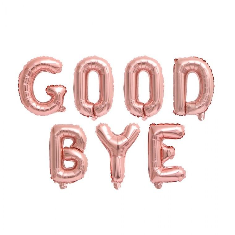 풍선대통령 GOOD BYE 이니셜은박풍선세트 소-로즈골드 16 굿바이