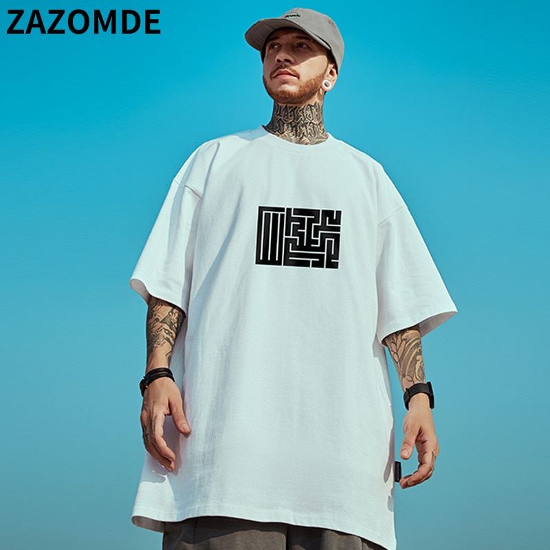 ZAZOMDE 티셔츠 반팔 멀티 컬러 O 넥 옷 코튼 티즈 힙합 남자