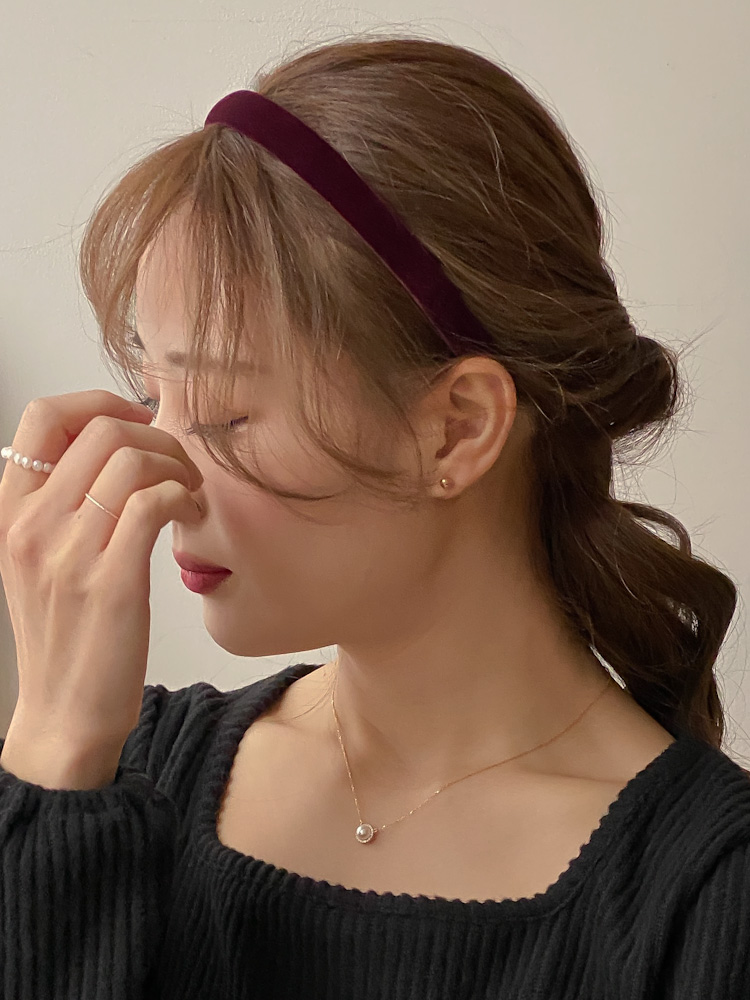 심플벨벳 얇은 머리띠 헤어밴드