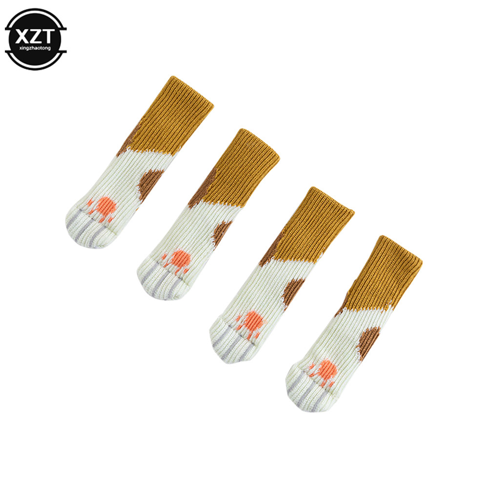 4Pcs 테이블과 의자 발 패드 발 커버 니트 양말 고양이 발톱 음소거 내마모성 미끄럼 방지 둘레 6-17cm에 적합