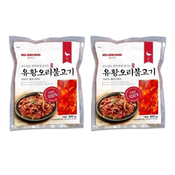 웰빙덕스 엄마마음 국내산 1등급 무항생제 양념 유황 오리고기 오리불고기 오리주물럭 800g 800g