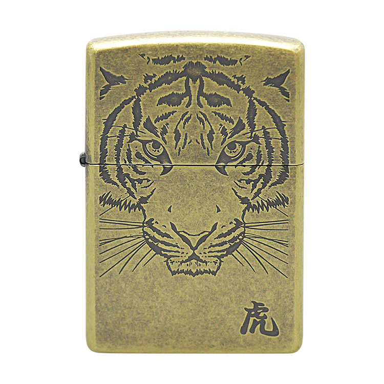 신명글로빅스 ZIPPO 지포 오일 라이터 250-18 TIGER FACE BRA R ZP-ZPG2MA008R