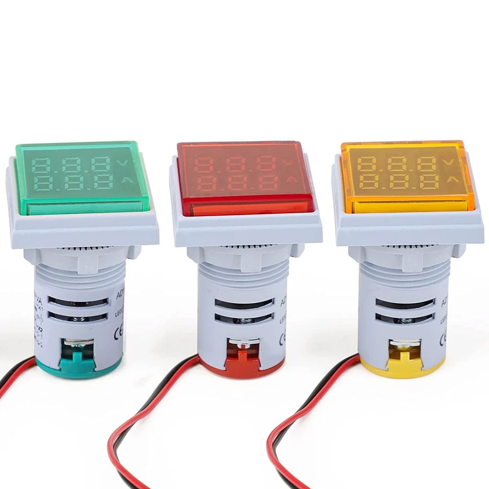 사각형 LED 전자 전압계 전류계 AC 110V 220V 전류 계량기 자동차 앰프 테스트기 감지 50-500V 0-100A
