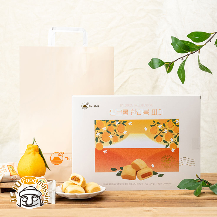 휴럼 The JEJU 달코롬 한라봉파이 2박스 30gx14개입 박스 쇼핑백