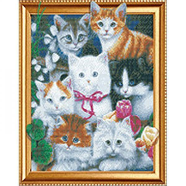 고양이 친구들 캔버스 보석십자수 40x50