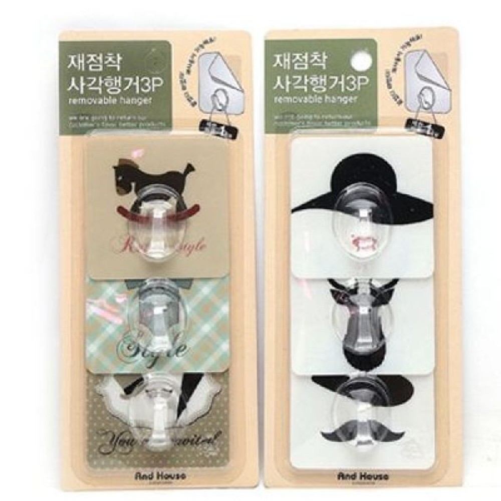 벽걸이 행거 후크 모자 걸이 훅크 훅 사각 행거 3p