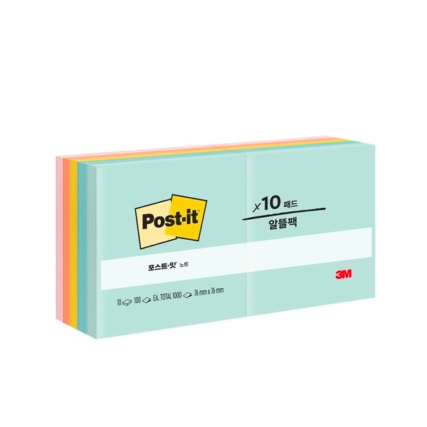 3M 포스트잇 노트 알뜰팩 76x76 1000매 654-10AP
