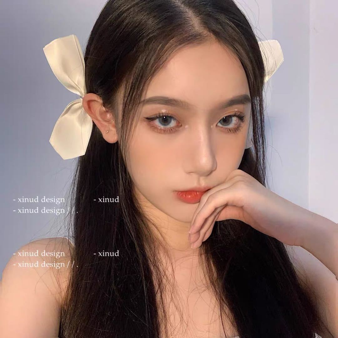 양쪽 리본핀 헤어핀 집게핀 지수 태연 아이브 장원영 트윈룩 우정 파티 생일 웨딩 브샤 스몰1set