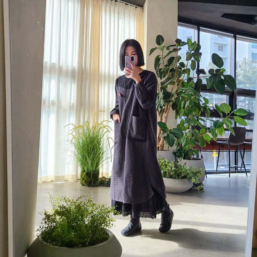 간절기 모던 인사동 지누시 원피스 체크 이플 데일리