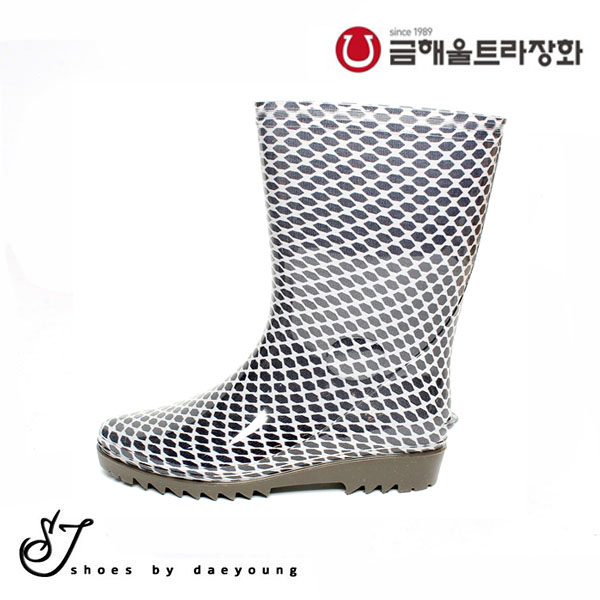 SJshoes 국내산 금해 울트라 투명 논슬립 다이아 레인부츠 여자 긴장화 240
