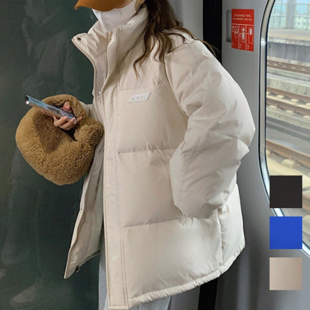 여성 루즈핏 볼륨 미디 기장 캐쥬얼 데일리 패딩