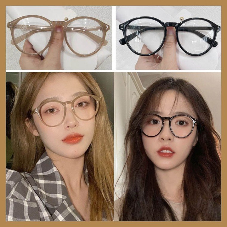 동그란안경 타원형 얼굴 동양인 유광 패션글라스 남자 여자 커플 남여공용 도수없는 직장인안경 블루라이트