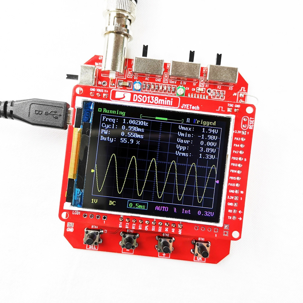 미니 핸드 전자 오실로스코프 DIY 세트 ARM Cortex-M3 12 비트 TFT LCD 101 악어 프로브 테스트 클립 DSO138