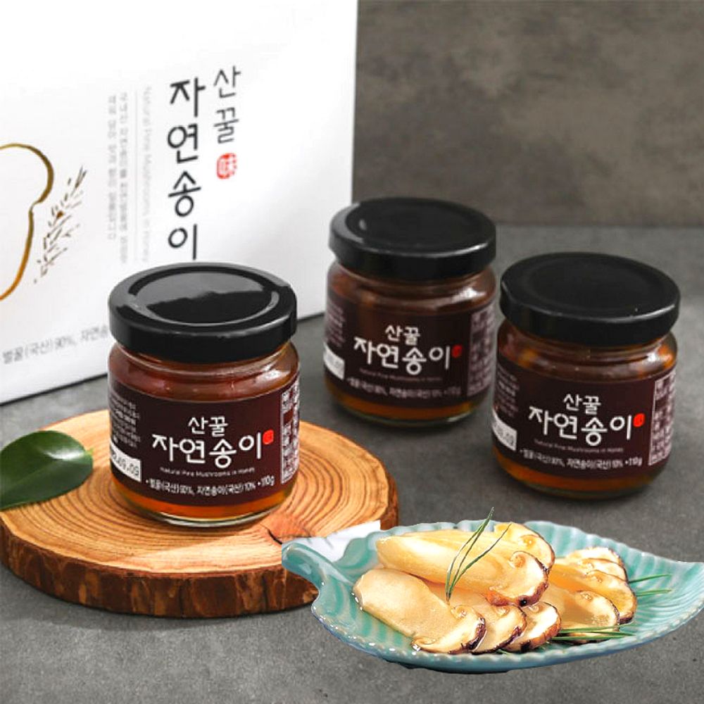 신선코리아 자연산 송이 천연 벌꿀 선물용 답례품 110g 3병 선물세트 꿀벌꿀 천연꿀 잡화꿀 감로꿀 토종꿀