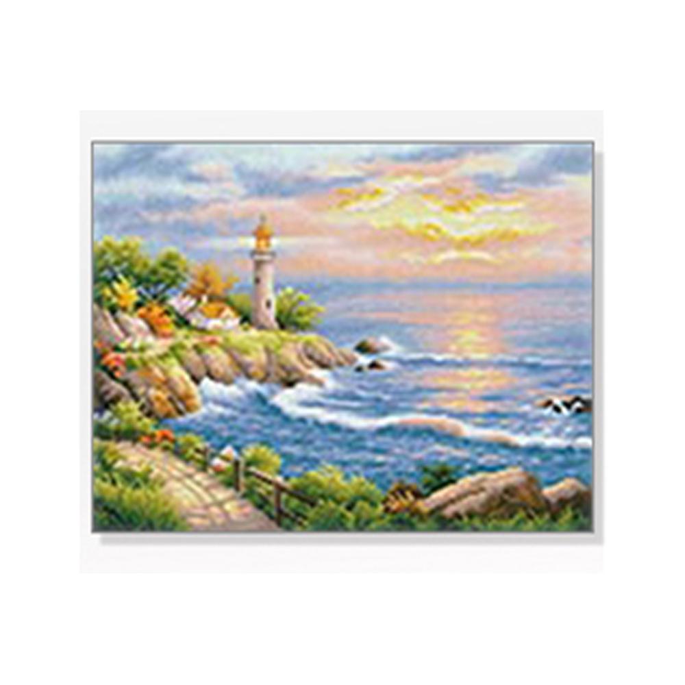 DIY 보석십자수 풍경시리즈 등대와노을 40X50
