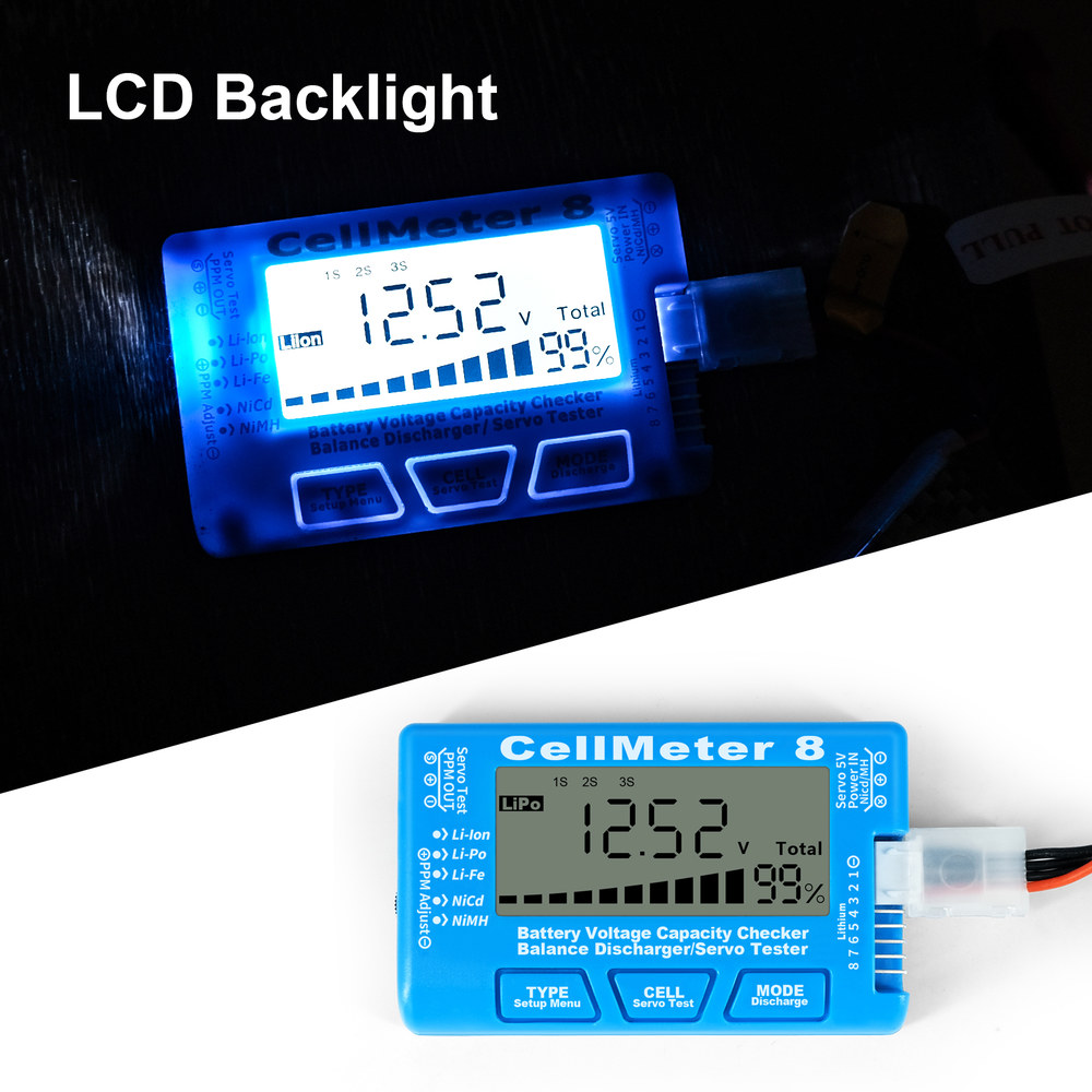 RC CellMeter 8 2-8S LiPo 리튬 이온 배터리 테스터 용량 전압 측정기 NiMH 미터 디지털 검사기